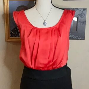 Dress Barn Deep Peach Bodice with Black Skirt Dress